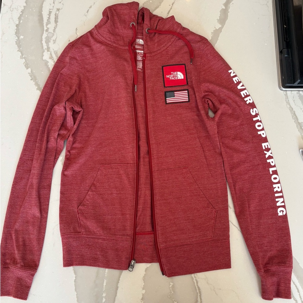 The North Face Red Full-Zip USA Hoodie - Women’s Small